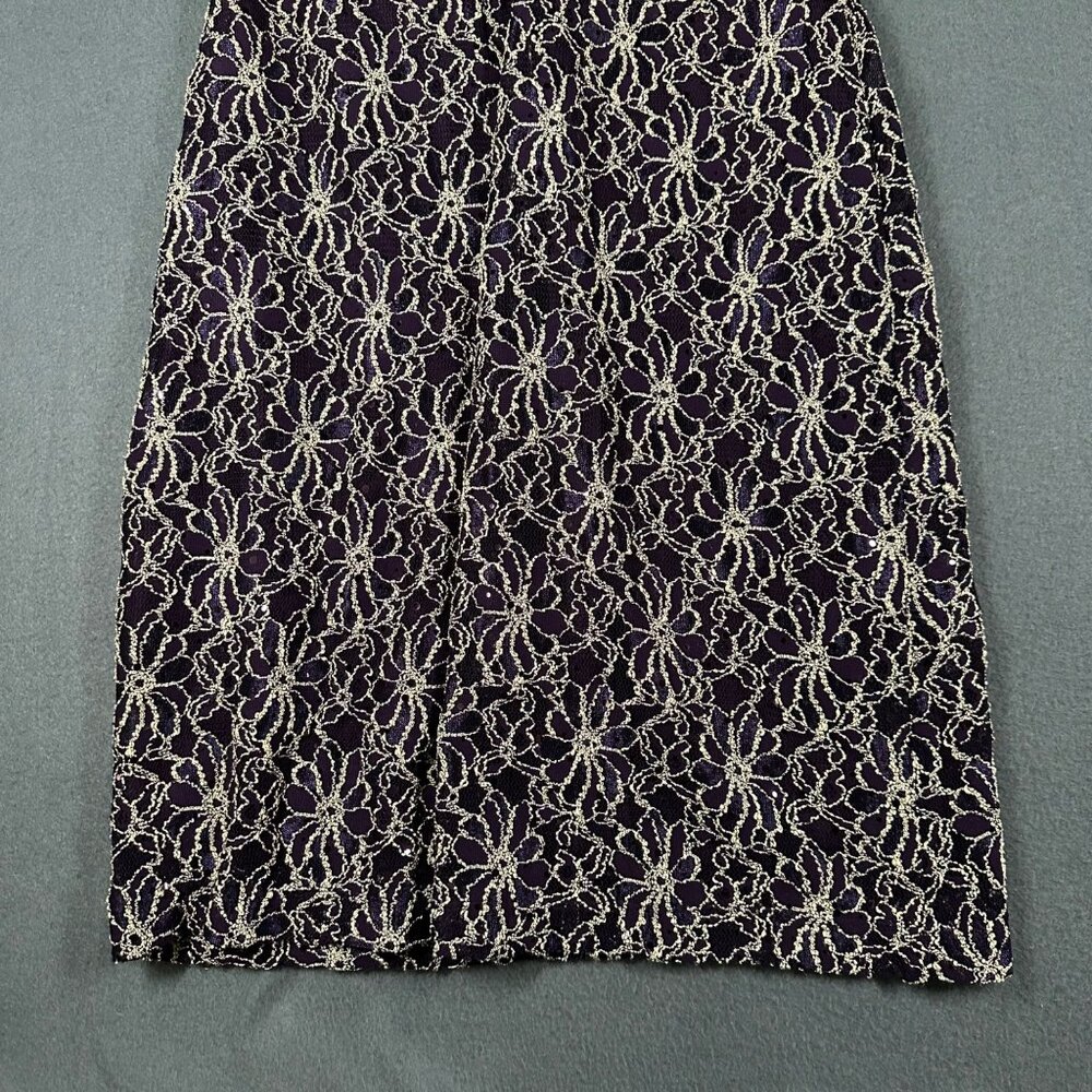 Connected Apparel Womens 8 Purple Sequin Lace Sleeveless V-Back Evening Dress - Picture 10 of 10